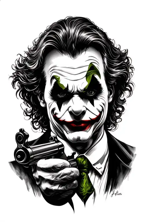 Irish joker with gun tattoo design idea