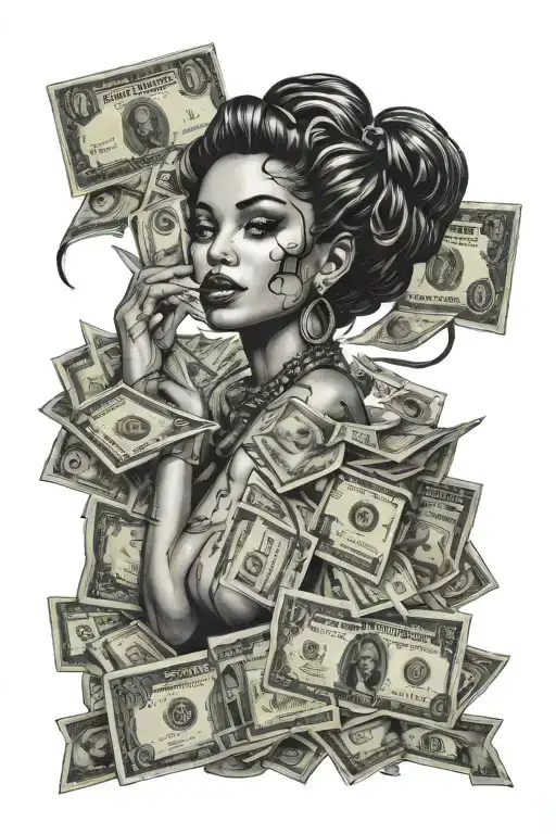 ghetto illegal women money tattoo design idea