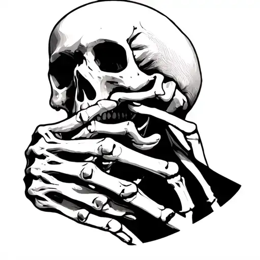 skeleton hand holding neck tattoo design idea