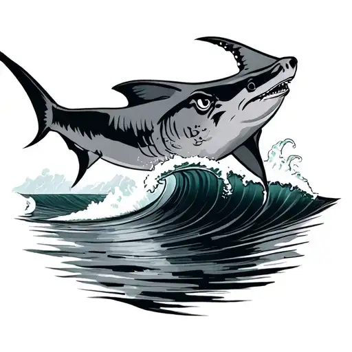 a cownose ray riding a wave tattoo design idea