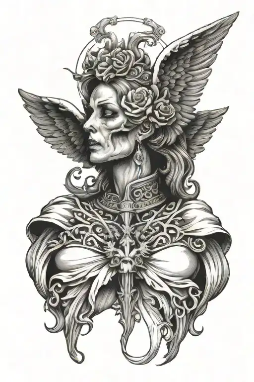 angel of death neck tattoo tattoo design idea