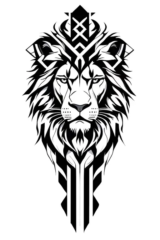 lion and cross tattoo design idea