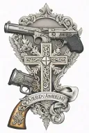 second amendment scroll with cross tattoo tattoo design idea