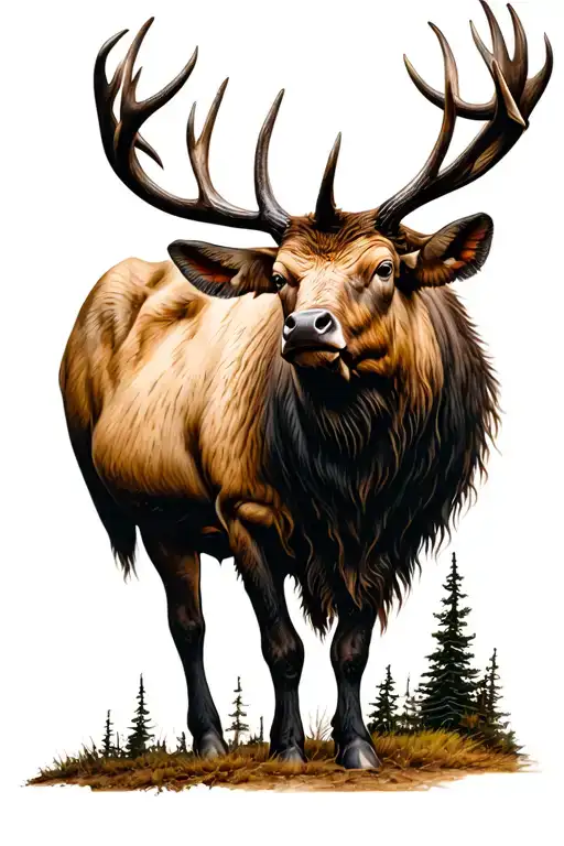 Decomposing Bull Elk in the mountians tattoo design idea
