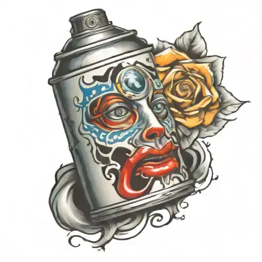 spray can with face tattoo design idea