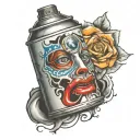 spray can with face tattoo design idea