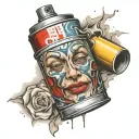 spray can with face tattoo design idea