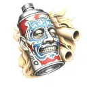 spray can with face tattoo design idea