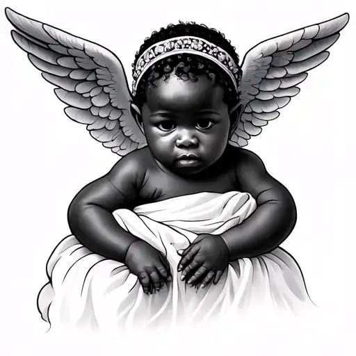 African baby angel tattoo design idea