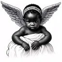 African baby angel tattoo design idea