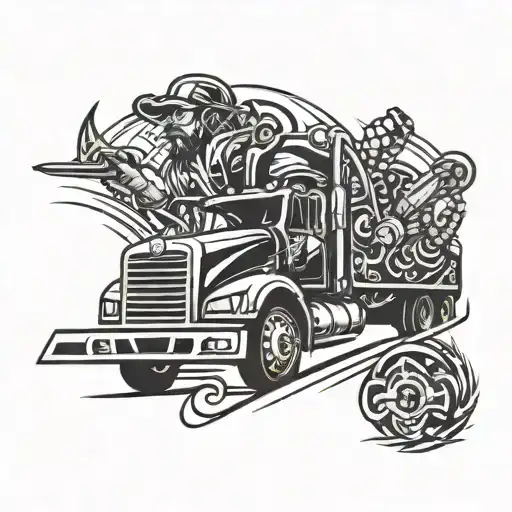 truck driver and plumber tattoo design idea