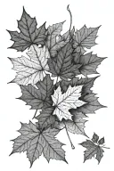 10 maple leaves in a 11 per 4cm rectangle, some leaves can go out of the rectangle for few millimeters tattoo design idea