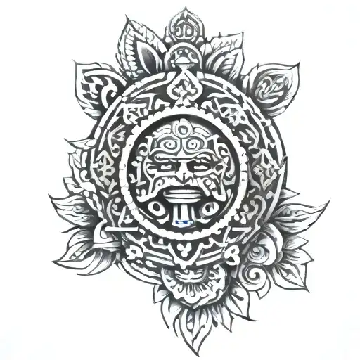 aztec calendar tattoo design idea