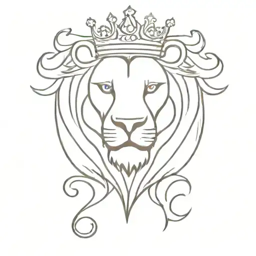 heraldic lion with crown made tattoo design idea