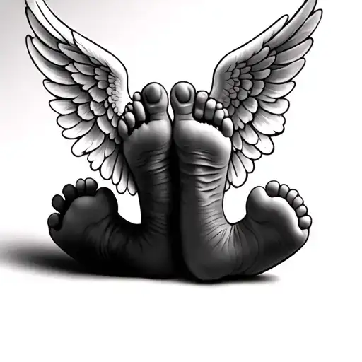 baby feet, angel wings, Alora, 4-9-2025 tattoo design idea