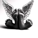 baby feet, angel wings, Alora, 4-9-2025 tattoo design idea