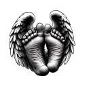 baby feet, angel wings, Alora, 4-9-2025 tattoo design idea