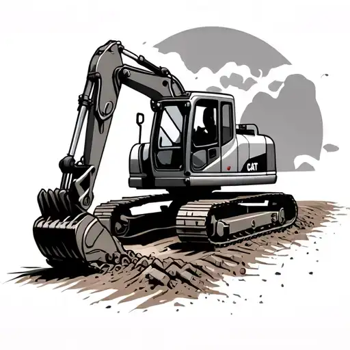 excavator digging tattoo design idea