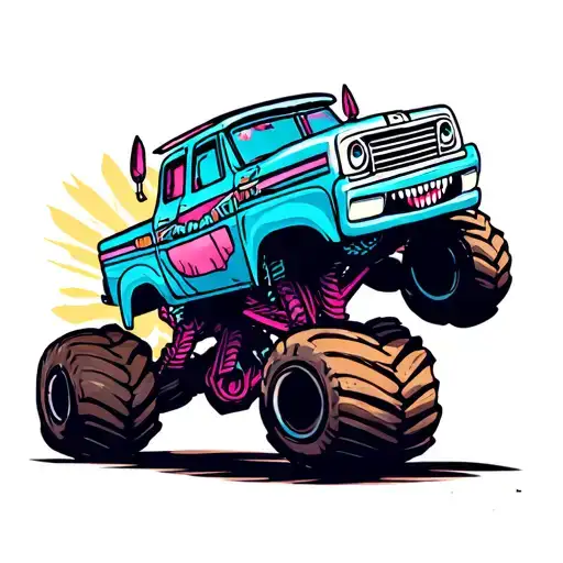 monster truck cupcake tattoo design idea