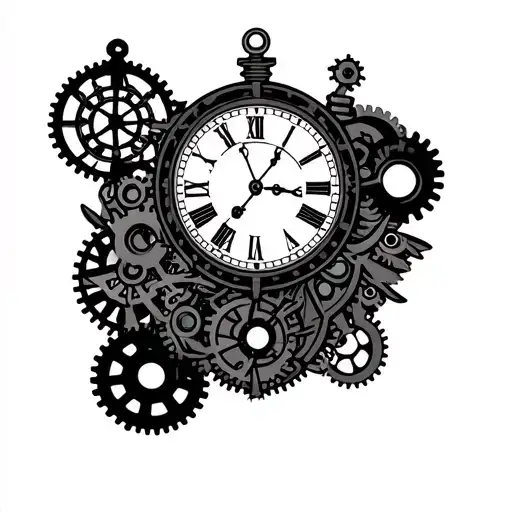 Doctor who and Steampunk clock with gears tattoo design idea