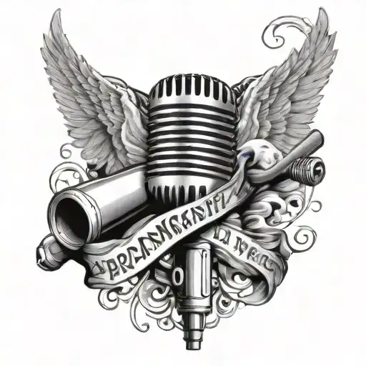 Aerosmith, microphone and scarf, lyrics dream on and livin on the edge tattoo design idea