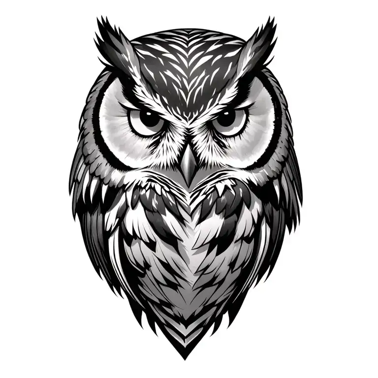realistic closeup of an owl tattoo design idea