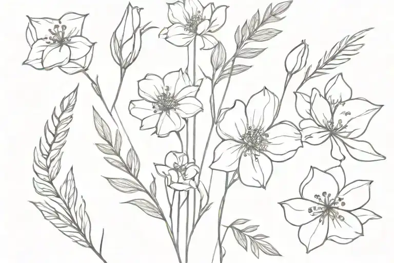 wildflower bouquet tattoo design idea