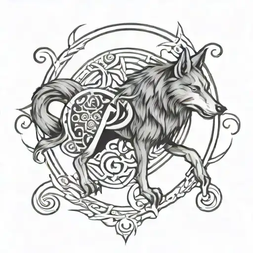 Wolf lucifer sigil tattoo design idea