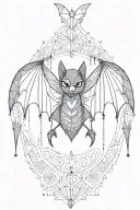 cute bat lace beads tattoo design idea