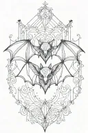 cute bat lace beads tattoo design idea