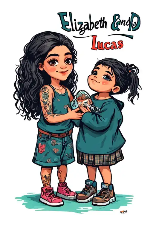 kids names Elizabeth and lucas tattoo design idea