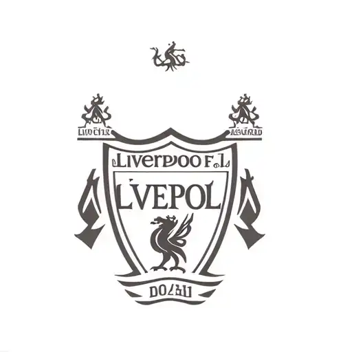 Minimalist Liverpool FC logo tattoo in black ink, clean lines, modern style tattoo design idea