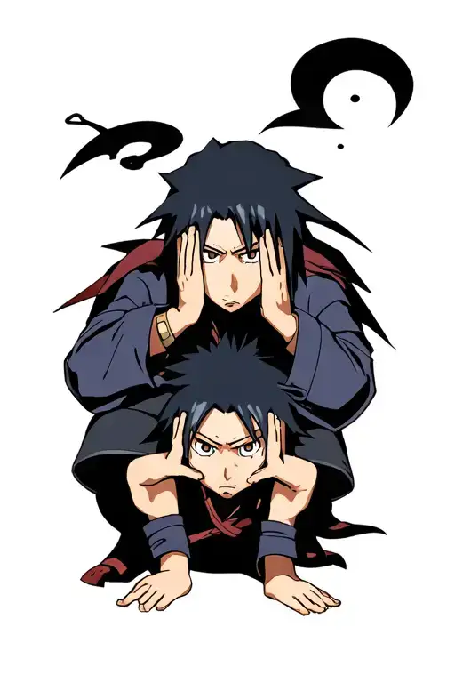  the theme of hear no see no speak no evil with sasuke itachi and madara uchiha have sasuke as hear no evil madara as sp tattoo design idea