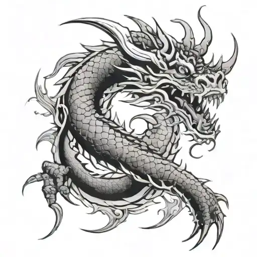 black smokey dragon tattoo design idea