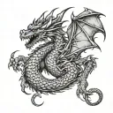 black smokey dragon tattoo design idea