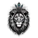 lion with peacock feather  tattoo design idea