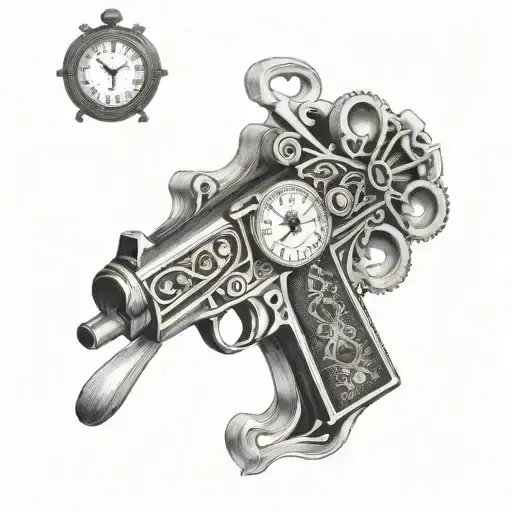 1911 Gun Clock tattoo design idea