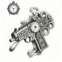1911 Gun Clock tattoo design idea