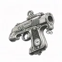1911 Gun Clock tattoo design idea
