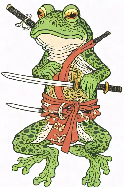 frog with katana sword tattoo design idea
