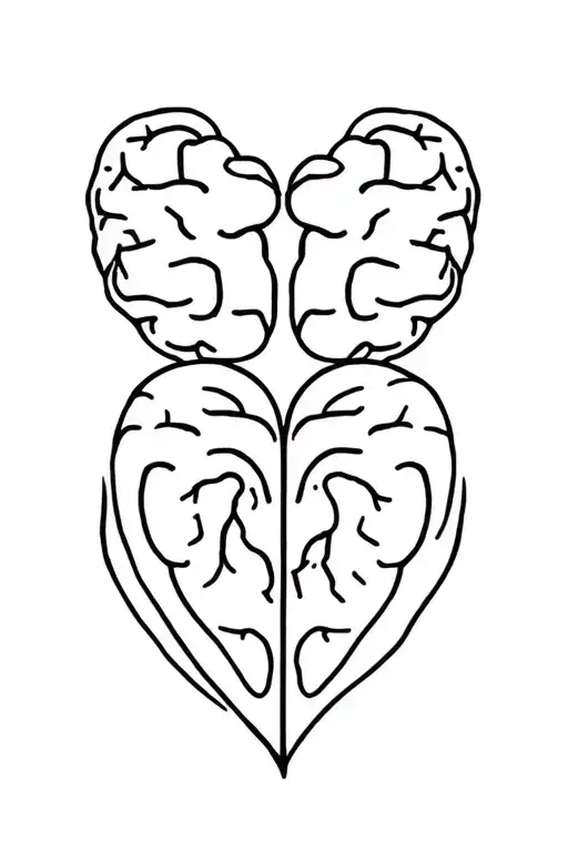 Heart brain vs heart tattoo design idea