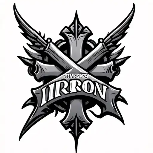 iron sharpens iron chest tattoo words in shape of cross tattoo design idea