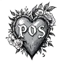 heart with initials pos tattoo design idea