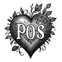 heart with initials pos tattoo design idea