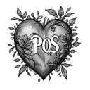heart with initials pos tattoo design idea
