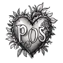 heart with initials pos tattoo design idea