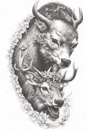 whitetail deer wrapped in lilacs tattoo design idea