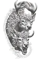 whitetail deer wrapped in lilacs tattoo design idea