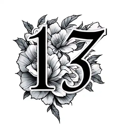 13 number tattoo design idea