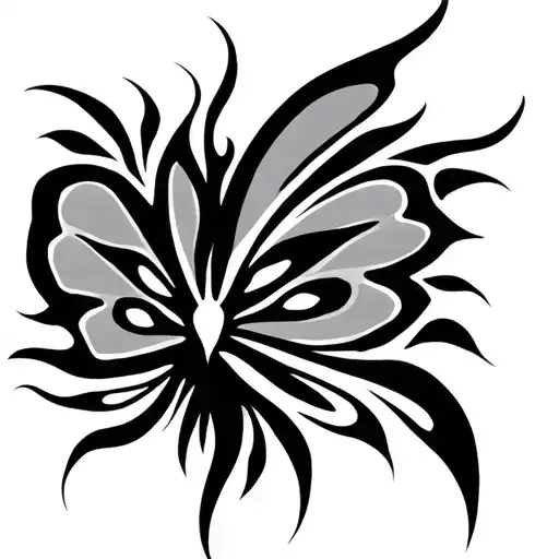 tribal butterfly tramp stamp tattoo design idea